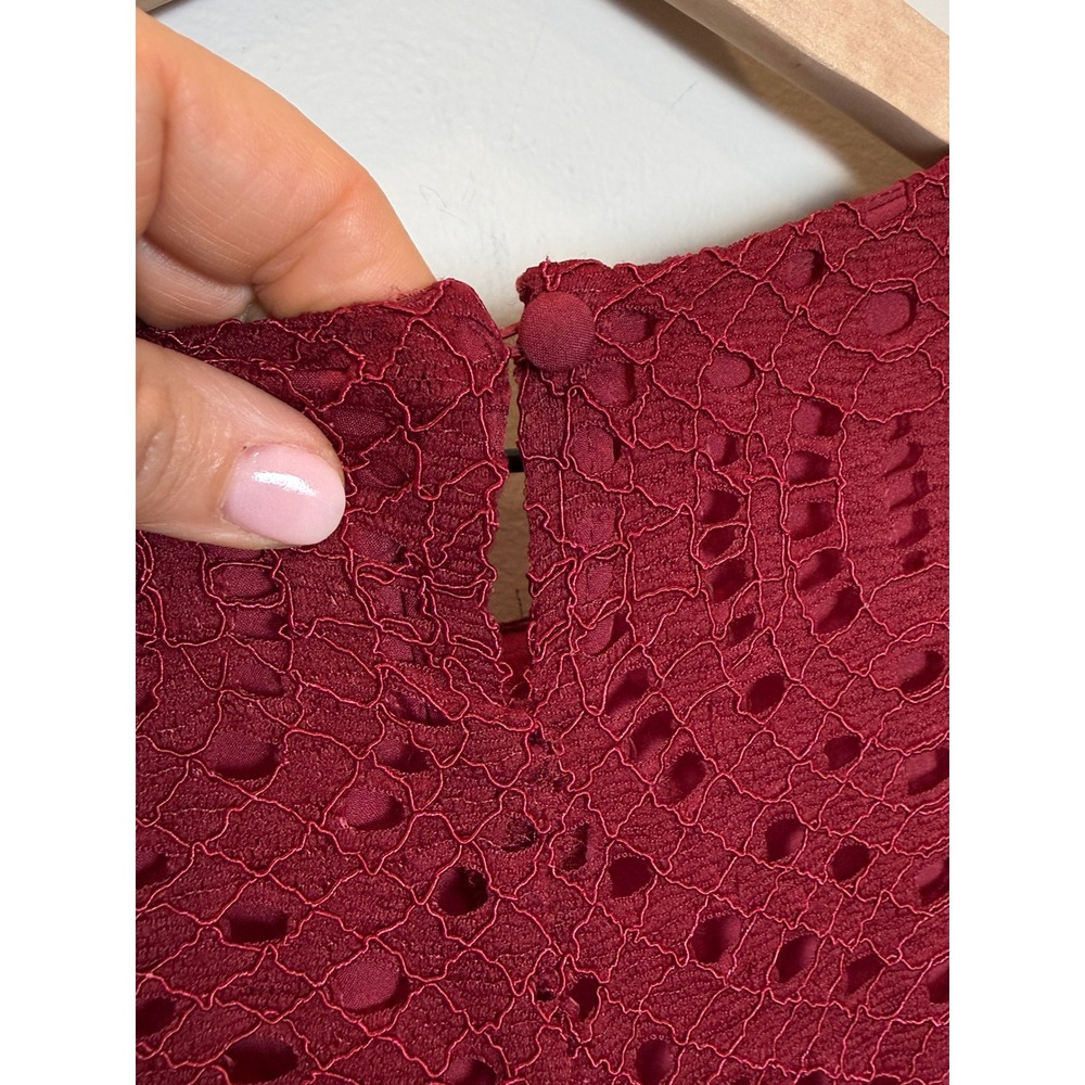 J. Crew‎ Factory 2 Lace Overlay Shift Dress Burgundy Red Romantic Church Modest - Picture 6 of 12